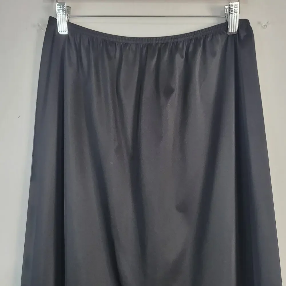 Vintage Vanity Fair Half Slip Skirt size L Black Slit 28